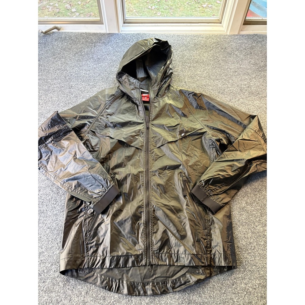 Nike Windrunner Jacket Mens Medium Black Hooded Full Zip Lightweight Windbreaker